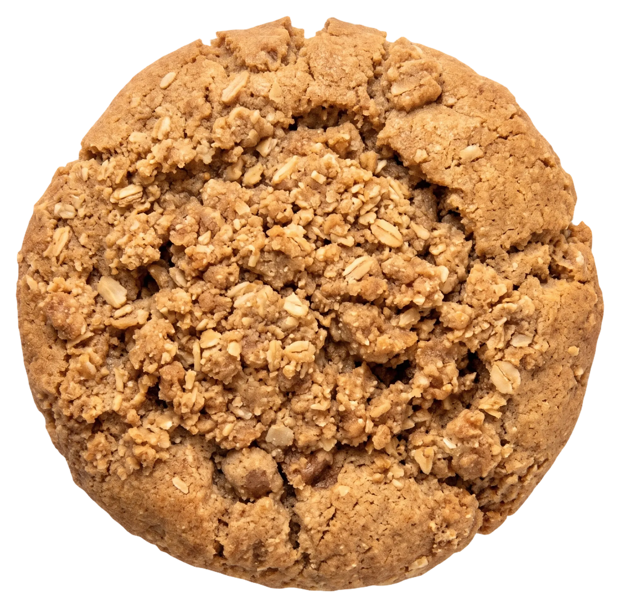 An apple crumble cookie with an oat crumble top, seen from above