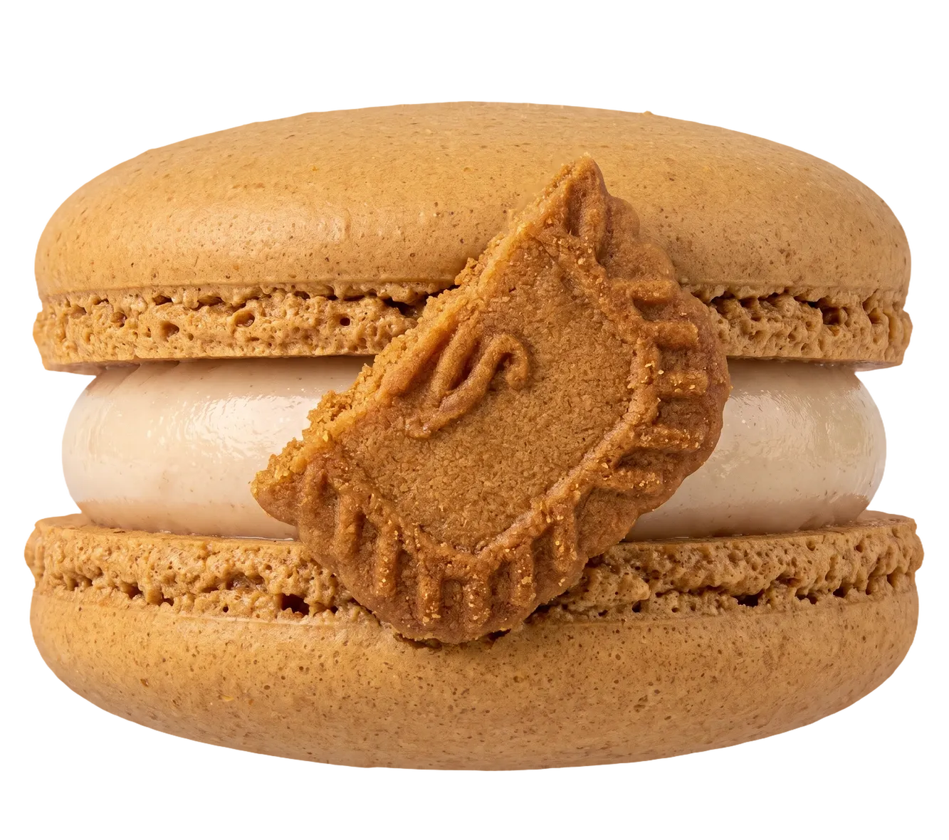 A Biscoff and chocolate macaron
