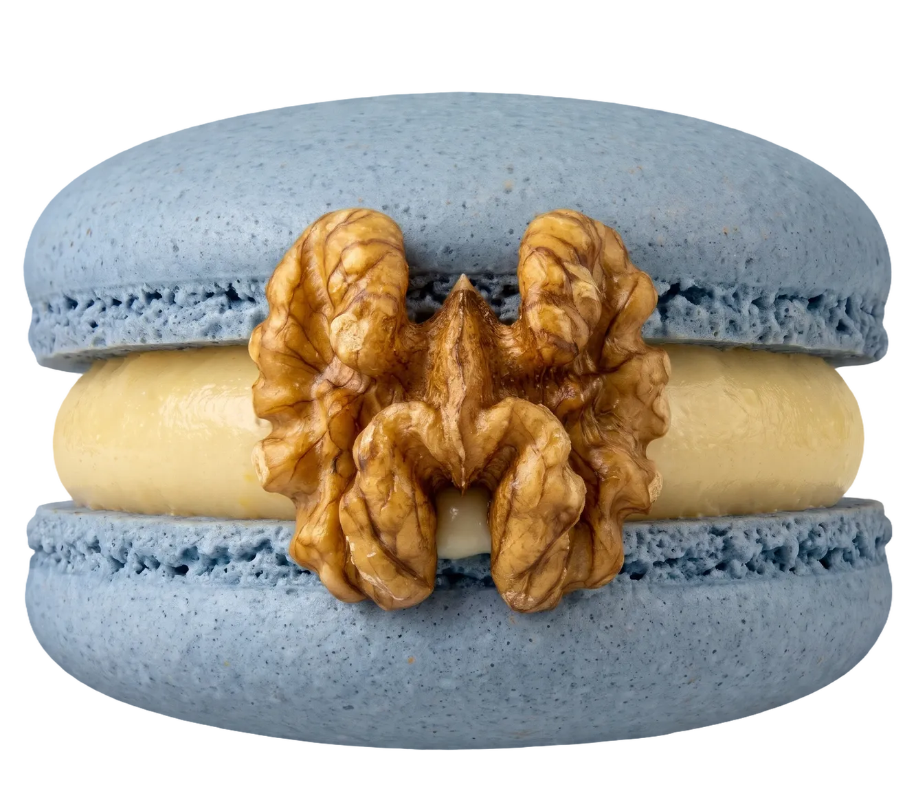 A blue cheese and pear macaron
