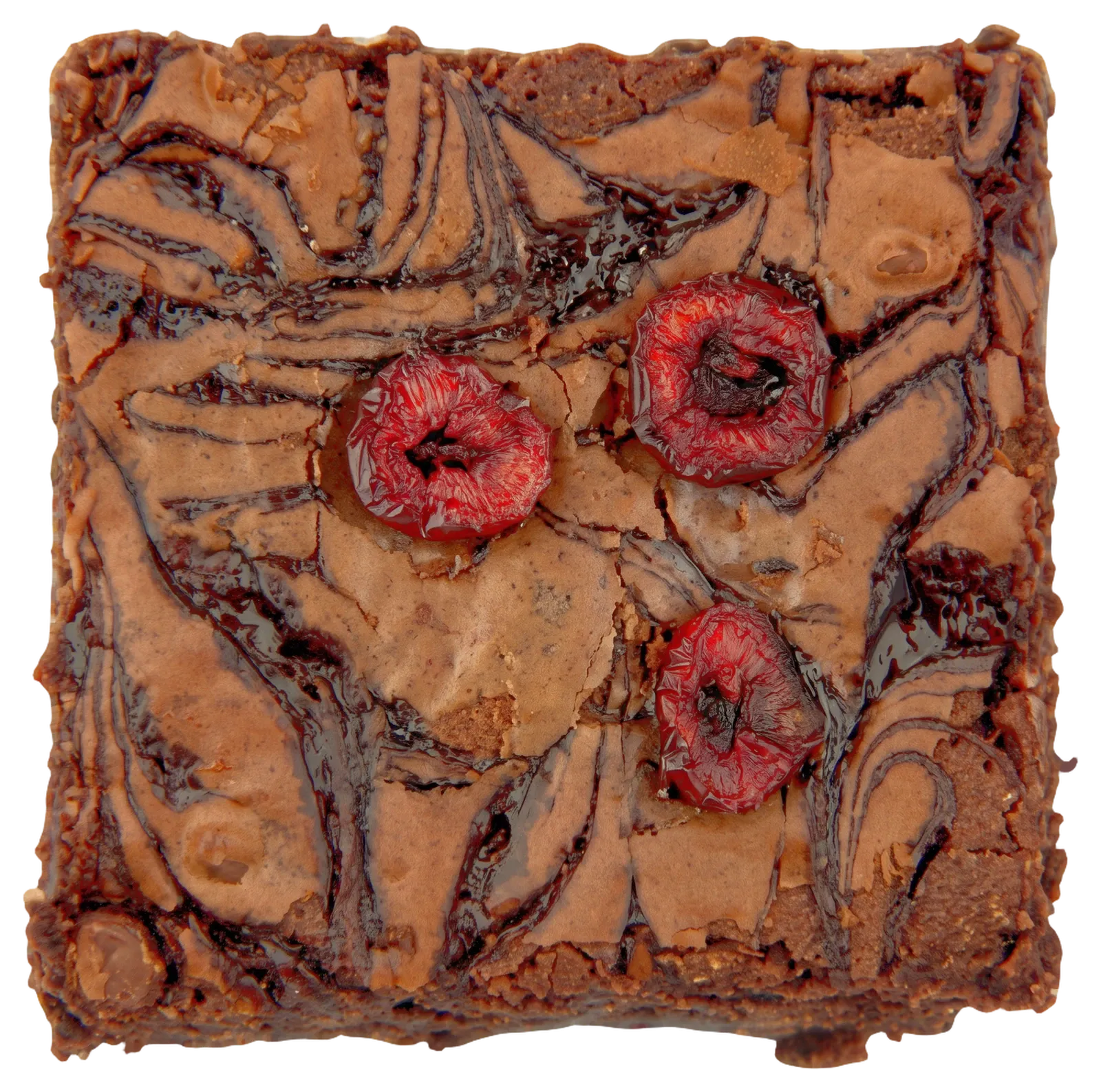 A cherry brownie, seen from above
