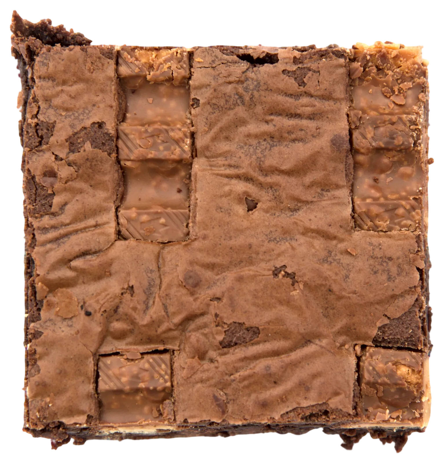 A Kinder chocolate brownie, seen from above