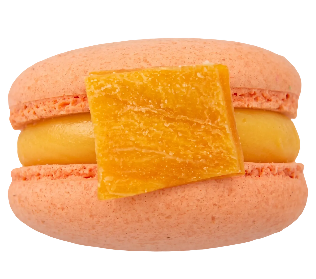A mango and passionfruit macaron