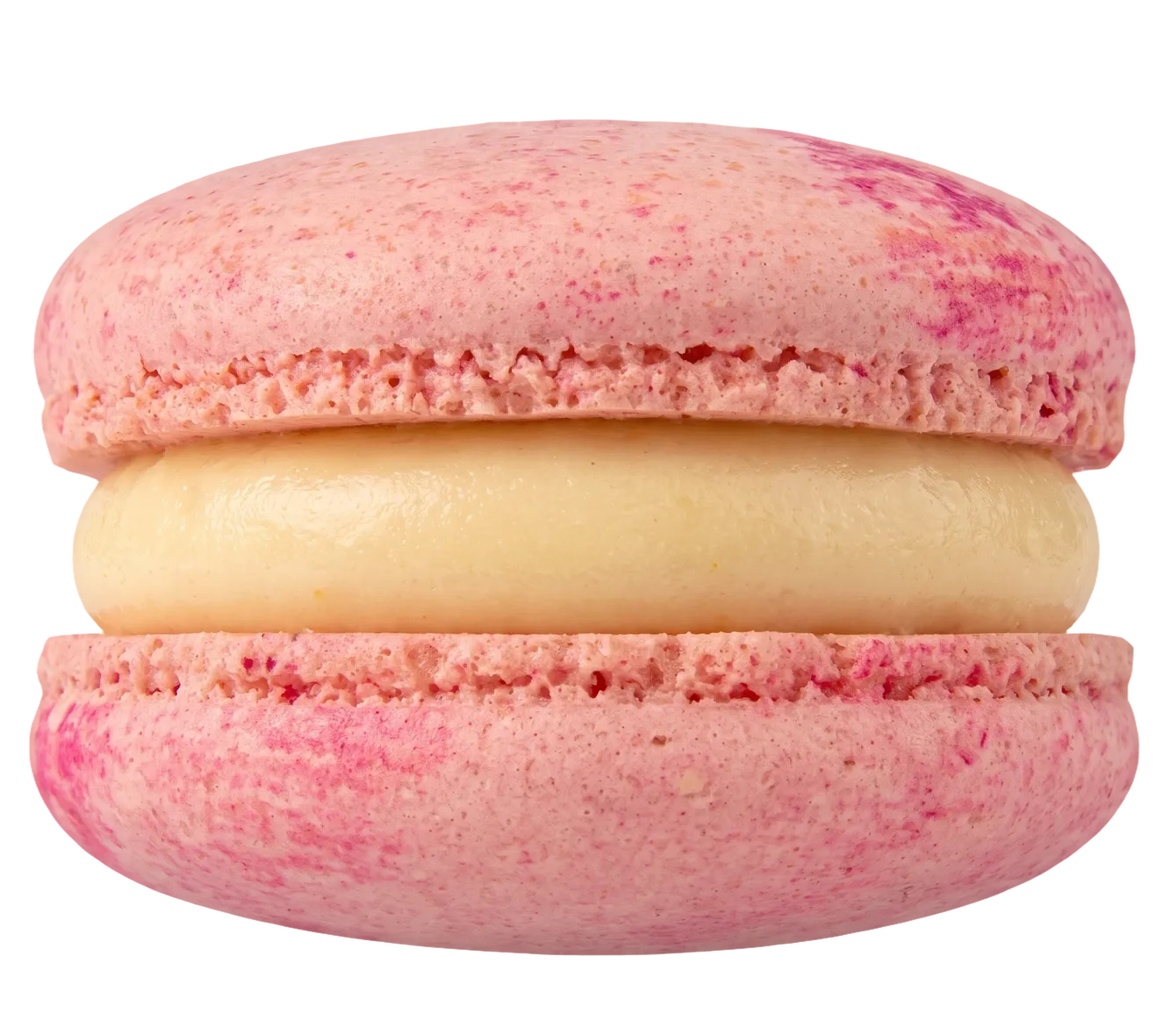 A peach and passionfruit macaron