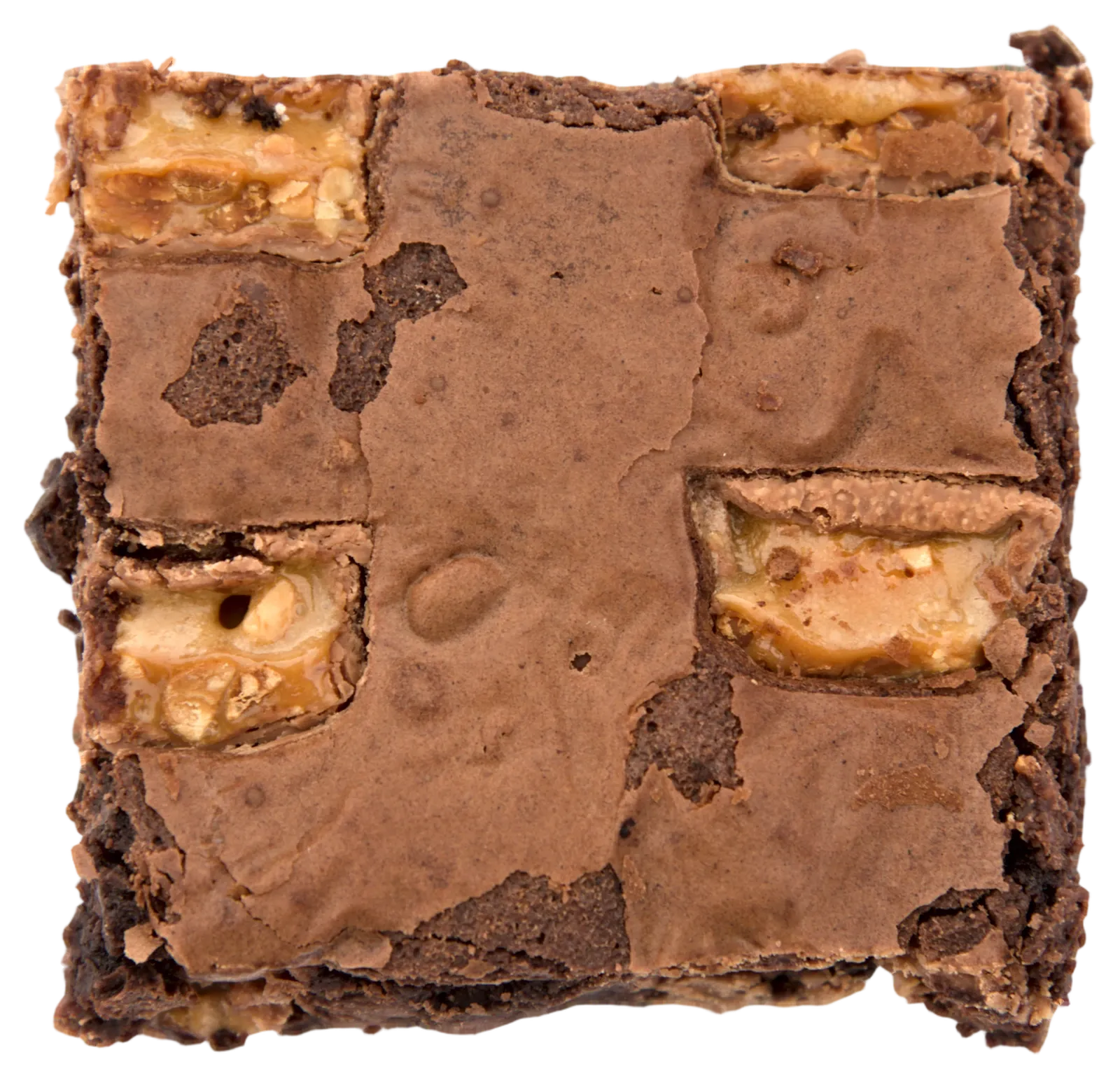 A Snickers brownie, seen from above